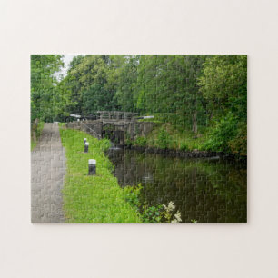 Scenic Rochdale Canal - Brearley Higher Lock 6 Jigsaw Puzzle