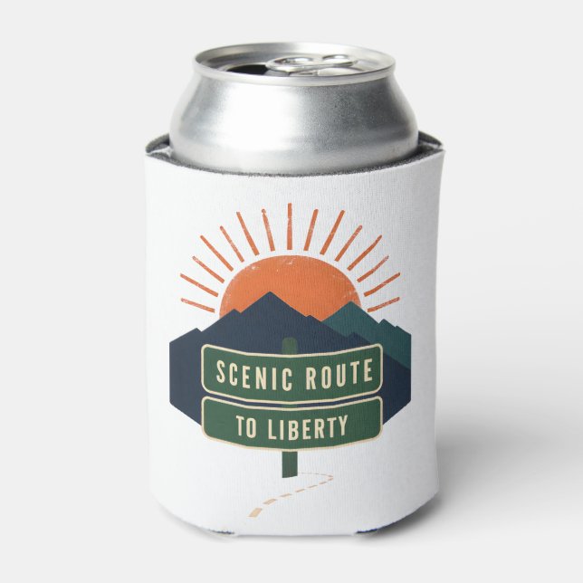 Scenic Route To Liberty Can Cooler (Can Front)