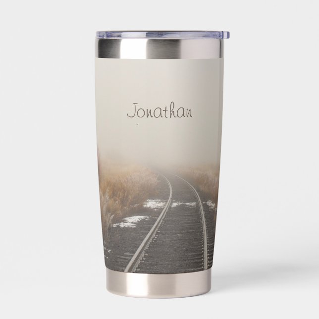 Scenic Rural Railroad Tracks Personalised  Insulated Tumbler (Left)