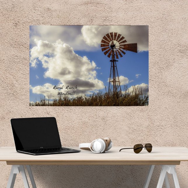Scenic Rural Ranch Windmill Stretched Canvas Print (Creator Uploaded)