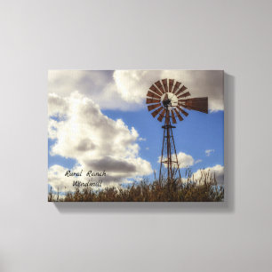 Scenic Rural Ranch Windmill Stretched Canvas Print