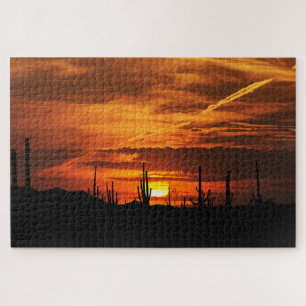 Scenic Saguaros at Sunset Jigsaw Puzzle