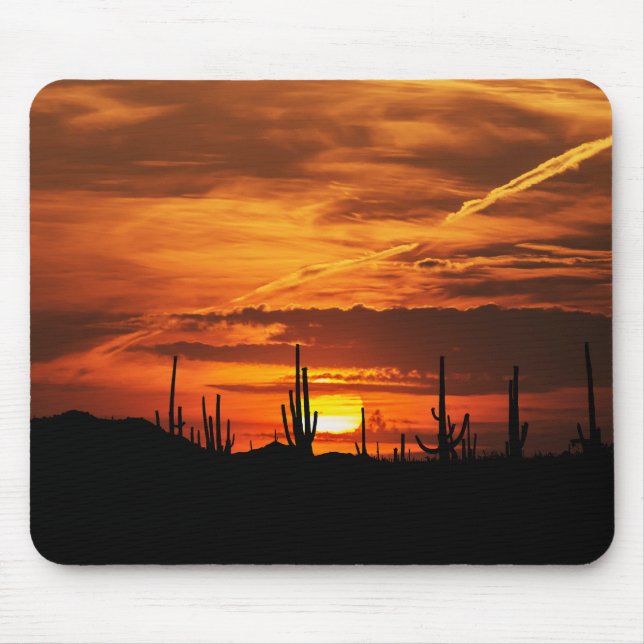Scenic Saguaros at Sunset Mouse Mat (Front)