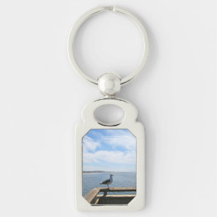 Scenic Seagull Metal Keychain