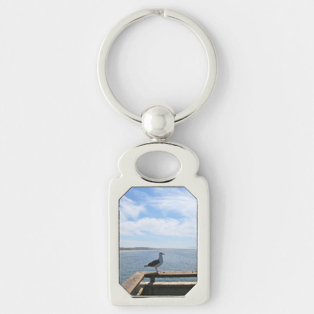 Scenic Seagull Metal Keychain (Front)