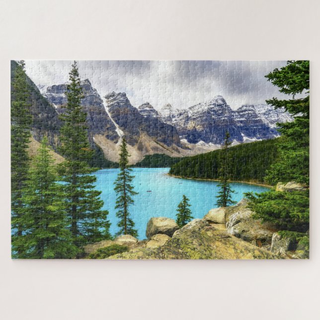 Scenic Snow Capped Mountains Lake Nature Travel Jigsaw Puzzle (Horizontal)