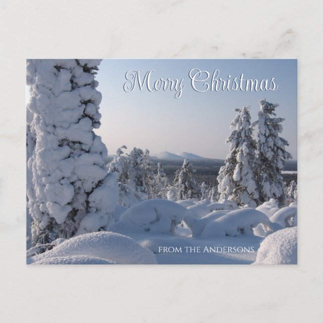 Scenic Snowy Landscape Merry Christmas Postcard (Front)