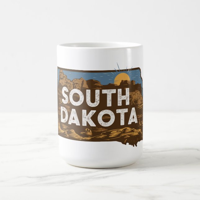 Scenic South Dakota Retro Silhouette  Coffee Mug (Center)
