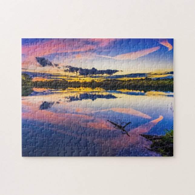 Scenic Sunset Lake Refection Nature Landscape Jigsaw Puzzle (Horizontal)