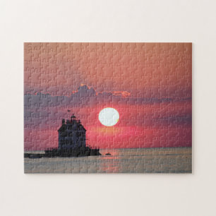 Scenic Sunset Lighthouse Jigsaw Puzzle