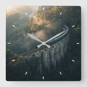 Scenic Train Bridge Wall Clock Vintage Railway