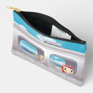 Scenic Train Ride: Bunny Girl & Cat Window Seat Accessory Pouch