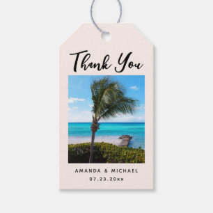 Scenic Tropical Beach Breezy Palm Tree Thank You Gift Tags
