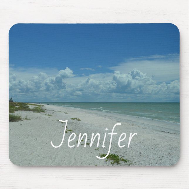 Scenic Tropical Beach Horizon Photo Add Name Mouse Mat (Front)