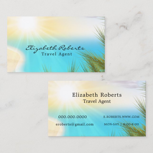 Scenic Tropical Beach Travel Agent Business Card (Front/Back)