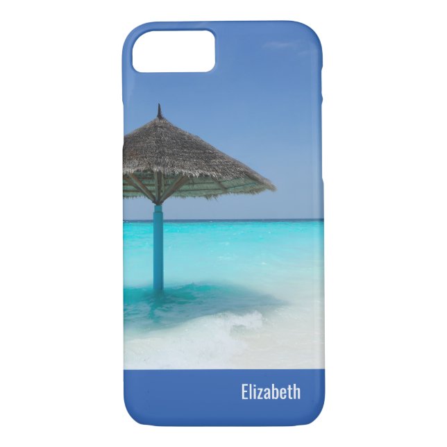 Scenic Tropical Beach with Thatched Umbrella Case-Mate iPhone Case (Back)
