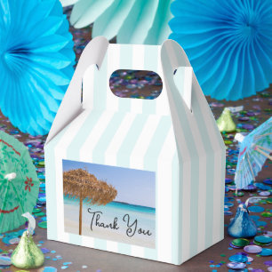 Scenic Tropical Beach with Umbrella Thank You Favour Box