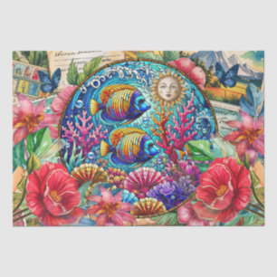 Scenic Tropical Stained Glass Fish Decoupage Tissue Paper