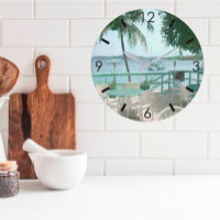 Scenic Tropical Water Boats Palm Tree