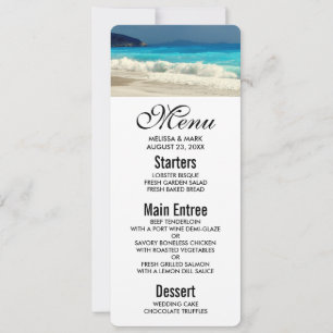 Scenic Turquoise Blue Sea Beach Photo Menu Invitation
