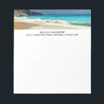 Scenic Turquoise Blue Sea Beach Photo Notepad<br><div class="desc">A notepad with a beautiful photograph featuring a turquoise blue sea and a sandy beach with waves of foamy surf.</div>