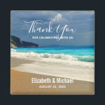 Scenic Turquoise Blue Sea Beach Photo Wedding Magnet<br><div class="desc">A favor magnet with a beautiful photograph featuring a turquoise blue sea and a sandy beach with waves of foamy surf.</div>