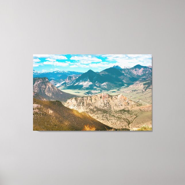 Scenic view from Chief Joseph Highway in Wyoming Canvas Print (Front)