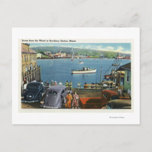 Scenic View from the Wharf, Boats and Cars Postcard