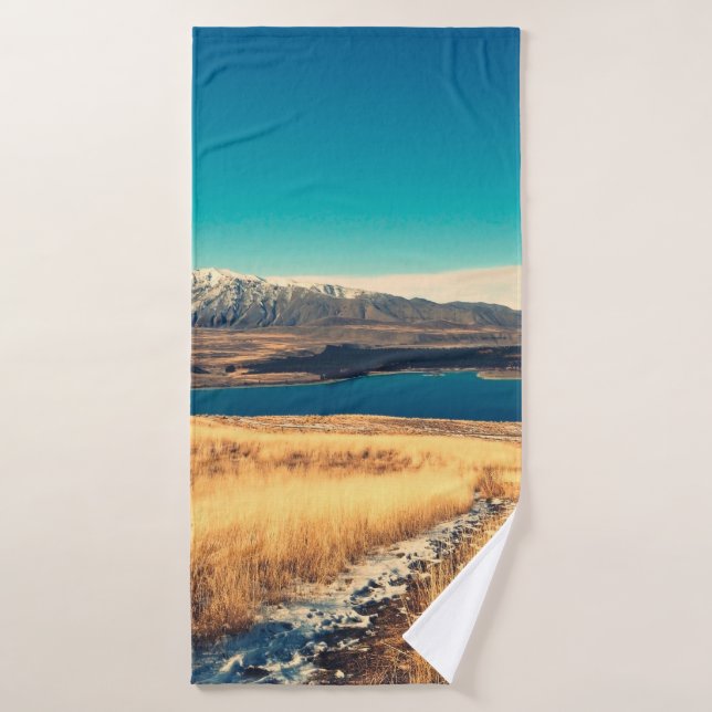 Scenic view in Mt. John summit view point,  Lake T Bath Towel (Bath Towel)