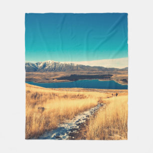 Scenic view in Mt. John summit view point, Lake T Fleece Blanket