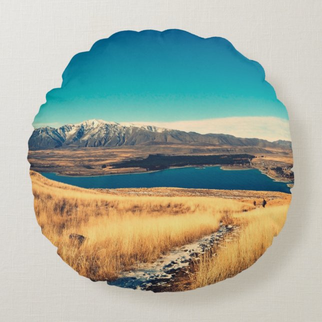 Scenic view in Mt. John summit view point,  Lake T Round Cushion (Front)