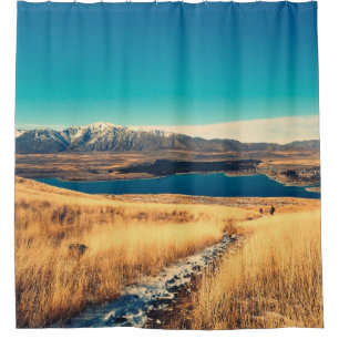Scenic view in Mt. John summit view point,  Lake T Shower Curtain