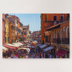 Scenic view of a crowded street in Venice, Italy Jigsaw Puzzle