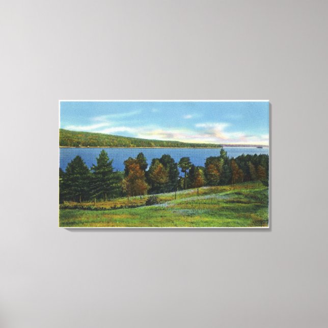 Scenic View of Lake Cobbosseecontee Canvas Print (Front)