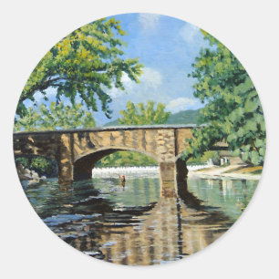 Scenic View of Missouri Trout Stream Fishing Classic Round Sticker