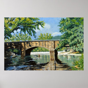 Scenic View of Missouri Trout Stream Fishing Poster