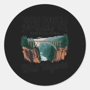 Scenic View Of New River Gorge National Park West Classic Round Sticker