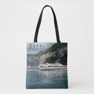 Scenic View of Passenger Boat in Capri Italy Tote Bag