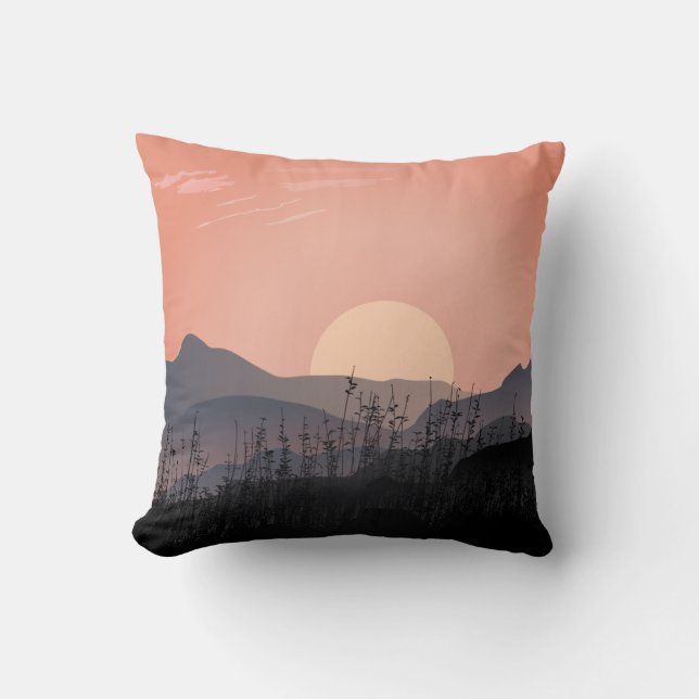 Scenic view of sunset in a desolate landscape cushion (Front)