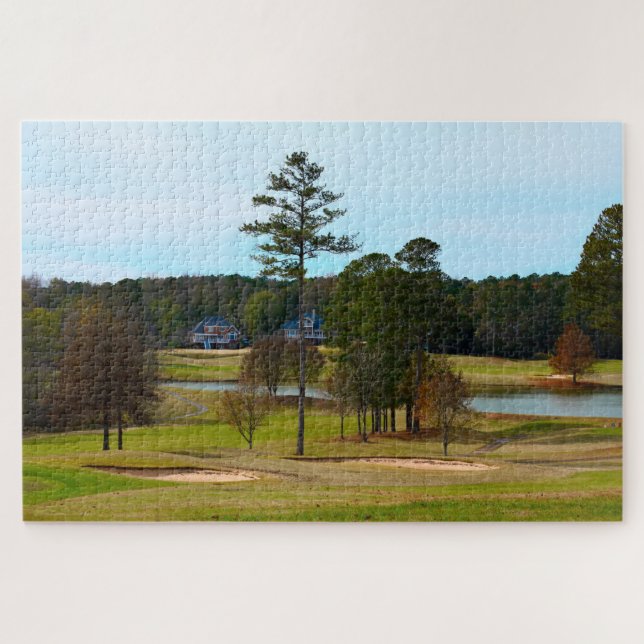 Scenic view showing golf course greens jigsaw puzzle (Horizontal)