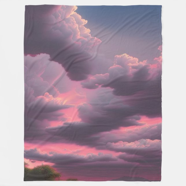Scenic View Summer Sunset Fleece Blanket (Front)