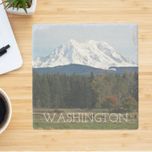 Scenic Washington Mount Rainier Landscape Stone Coaster