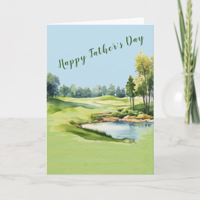 Scenic Watercolor Golf Theme Father's Day  Card (Front)