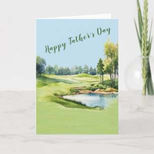 Scenic Watercolor Golf Theme Father's Day Card