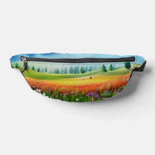 Scenic Watercolor Meadow Bum Bags