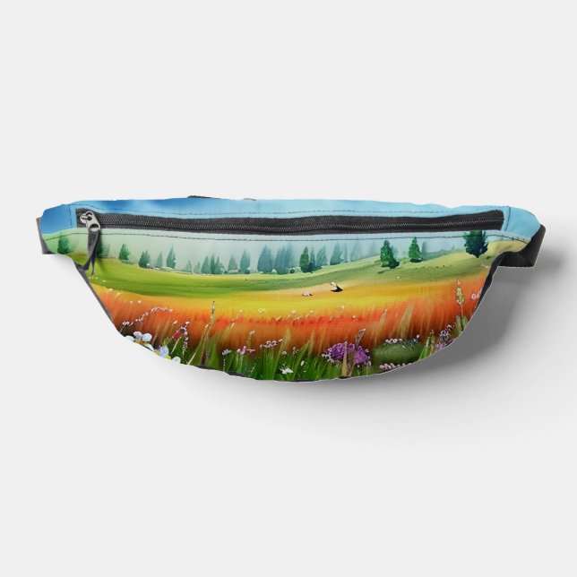 Scenic Watercolor Meadow Bum Bags (Lay Down)