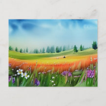 Scenic Watercolor Meadow