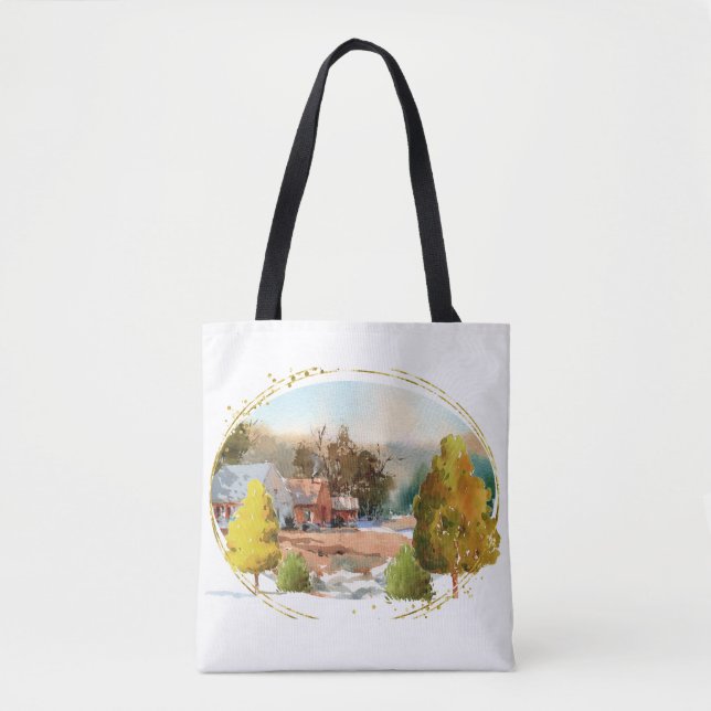 Scenic Watercolor Tote Bag (Front)