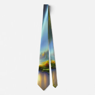 Scenic Waterfall Landscape AI Art Tie