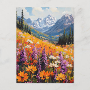 Scenic Wildflowers and Mountains Fine Art Postcard